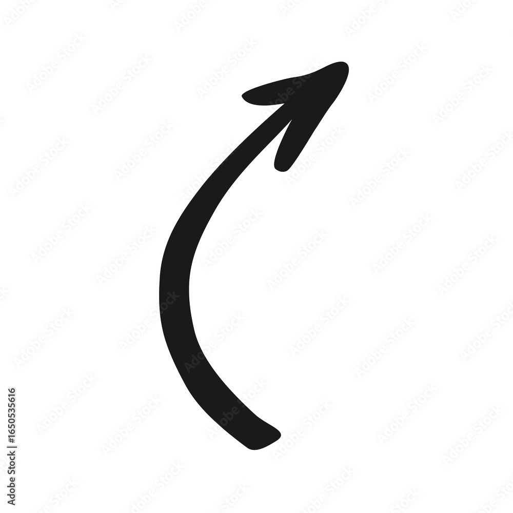 Poster a simple dark grey handdrawn curved arrow pointing upwards and to the right.