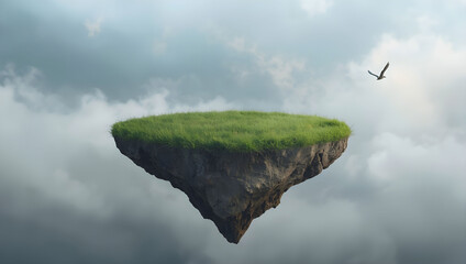Floating Island with Grass in the Sky