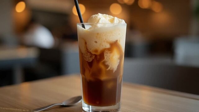  Root Beer Float served authentically in a glass
