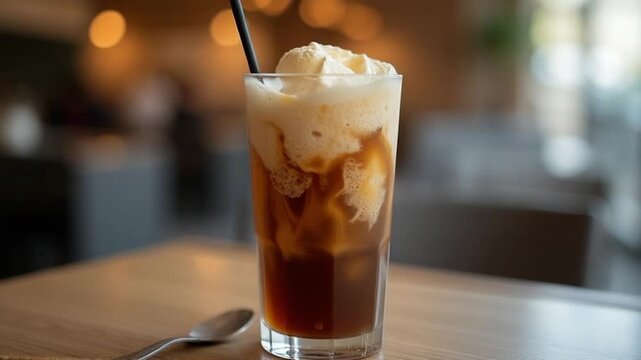  Root Beer Float served authentically in a glass
