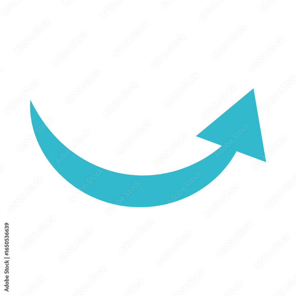 Aufkleber cyan arrow curve with pointed end on black background.