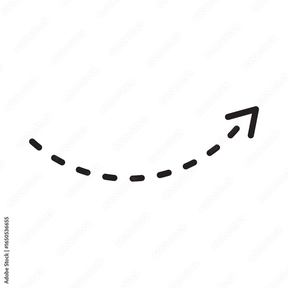 Poster dashed line arrow pointing upwards and right.