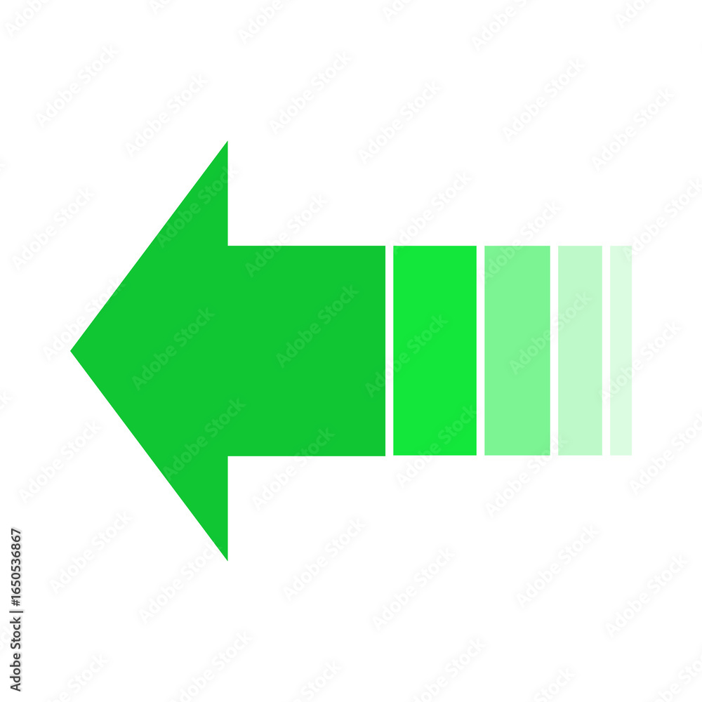 Poster green arrow pointing left with fading segments.