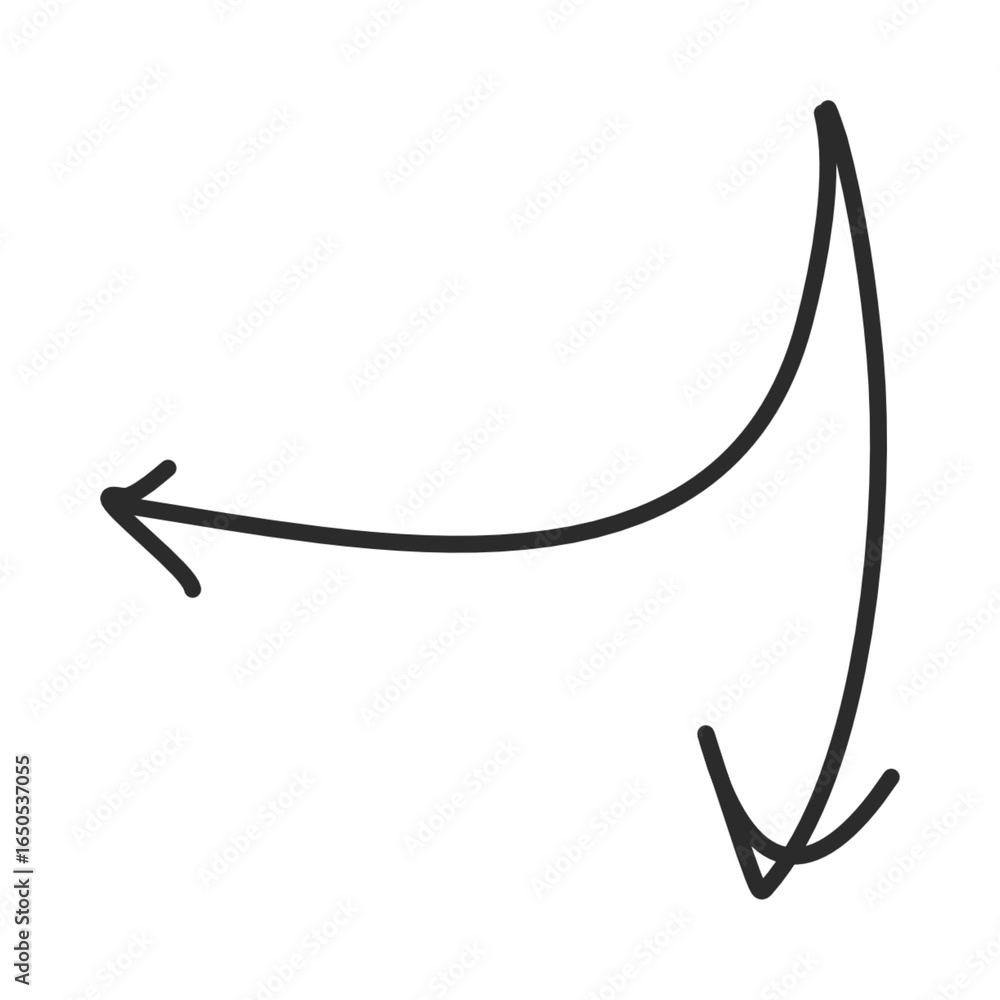 Poster handdrawn arrow pointing left with a curved line.