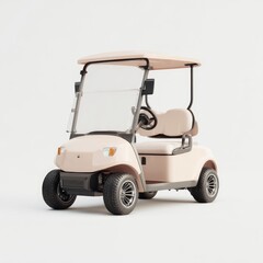 Light peach-colored golf cart, front view
