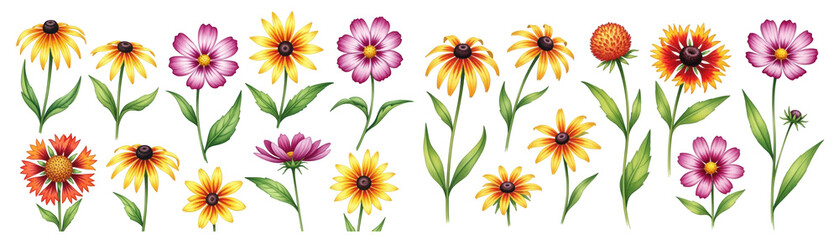 A vibrant array of colorful flowers in various shades, showcasing nature's beauty and diversity.