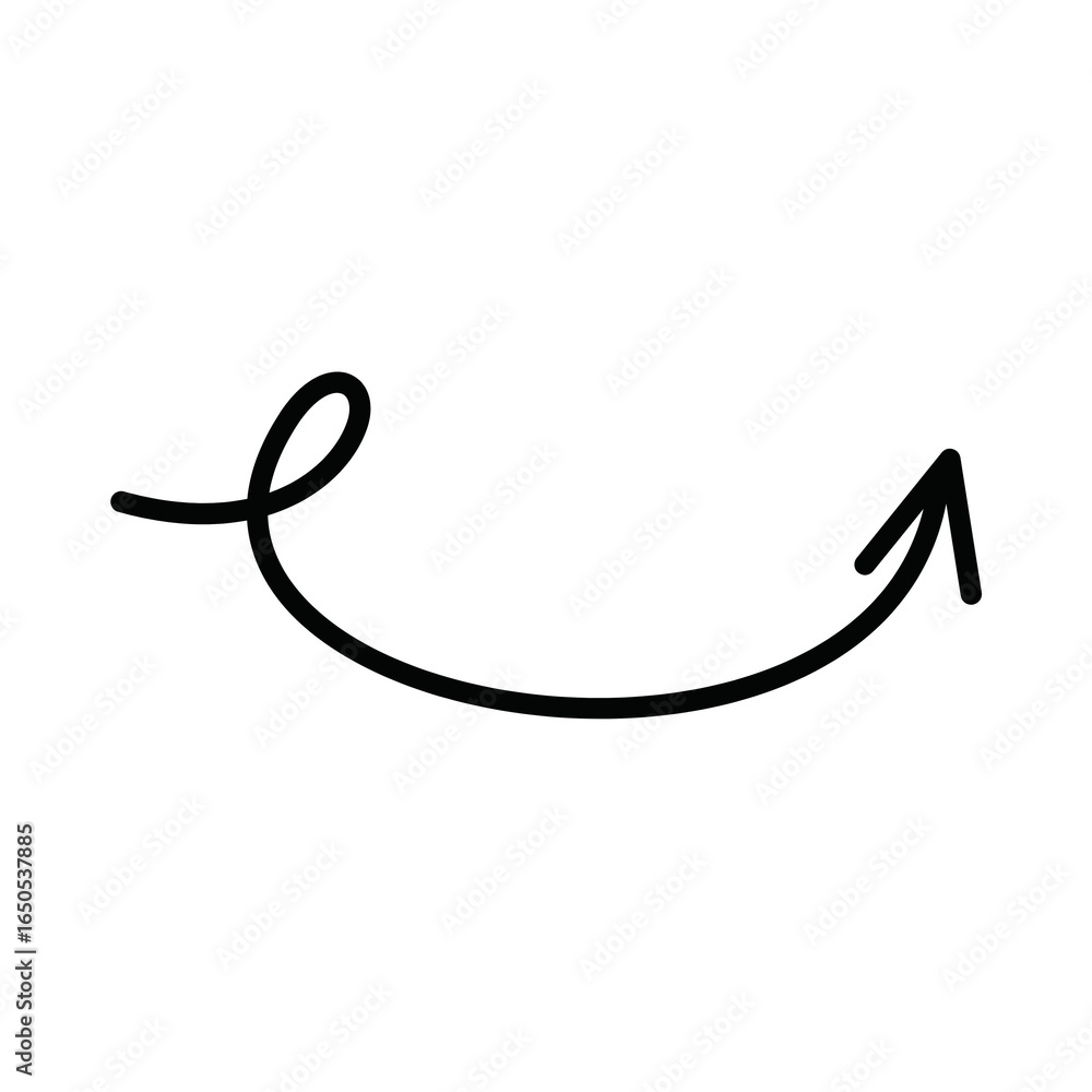 Poster handdrawn curved arrow pointing upwards and to the right.