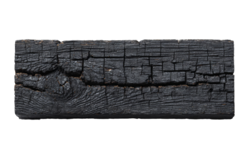 A piece of wood with black splinters and a burnt look