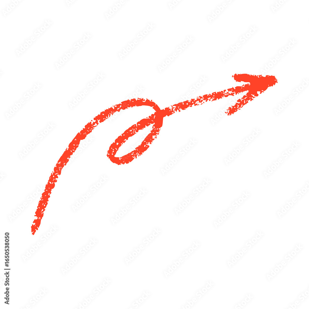 Aufkleber handdrawn red arrow with a creative loop pointing right.