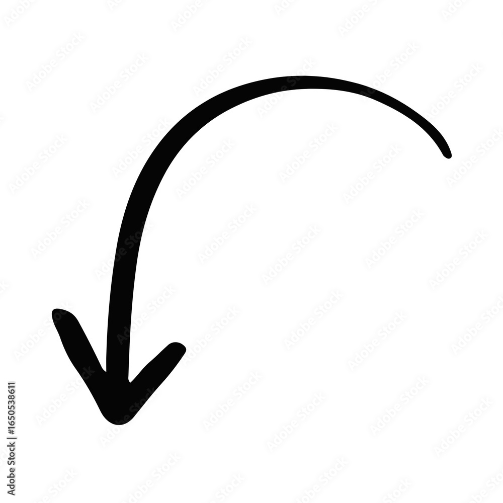Poster simple curved arrow pointing downwards.