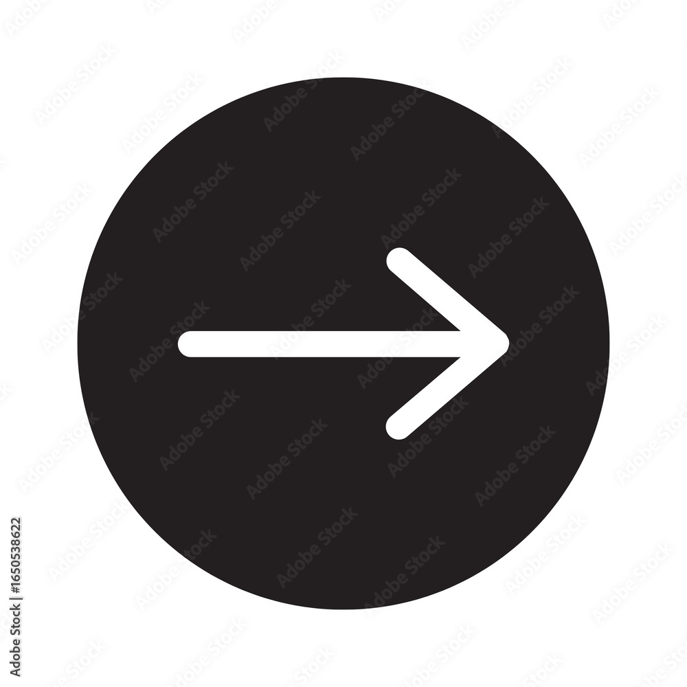 Poster simple dark gray circle with a rightpointing arrow.
