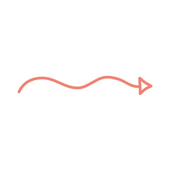 Simple doodle style wavy arrow illustration on black background.