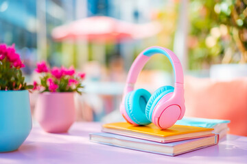 Contemporary distance learning arrangement with tech accessories