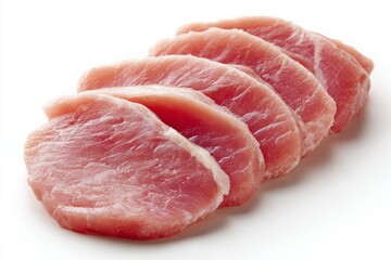 Fresh raw pork slices on white background