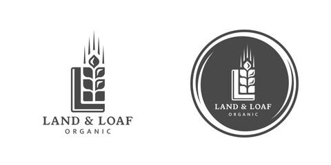 Wheat logo vintage isolated on white background. Round label with ears silhouette. Emblem template for farm with wheat. Vector Illustration