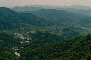 Majestic mountains near the great wall of China. Mutianyu