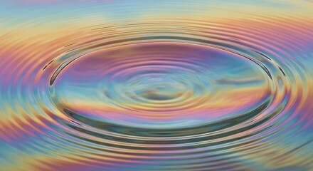 Obraz premium Iridescent water ripples with circular patterns and oil slick effect on surface