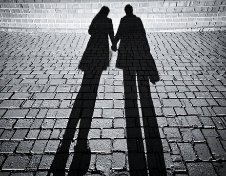Fototapeta Shadows of a couple walking