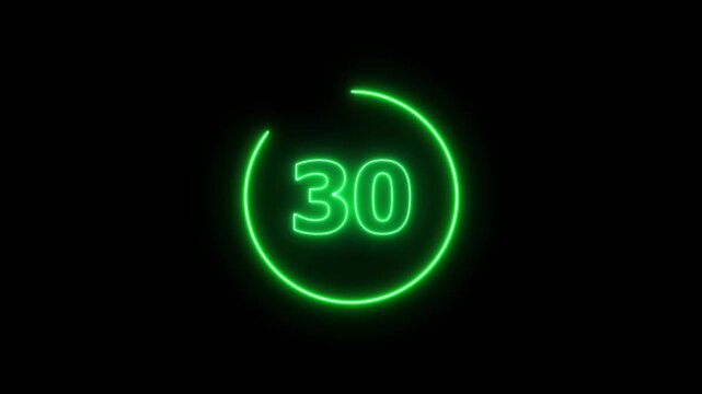 A 35 seconds countdown timer animation featuring bold, digital-style numbers that decrease from 35 to 0 with smooth ticking motion. The timer design can be minimal, neon glowing,