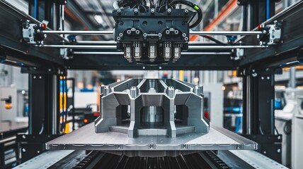 Large Mechanical Part Being Produced by Industrial 3D Printer