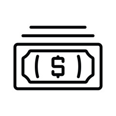 A stack of money featuring a dollar sign on one bill, web icons in line style. Editable stroke