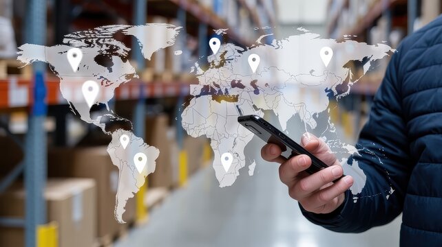 Global logistics and supply chain management powered by mobile technology and digital mapping services for efficient tracking and distribution