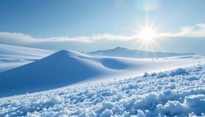 frosted glacier theme with steel blue with frosty haze, subtle wave like blend, delicate snow flares, wide and open composition, chilling and minimal