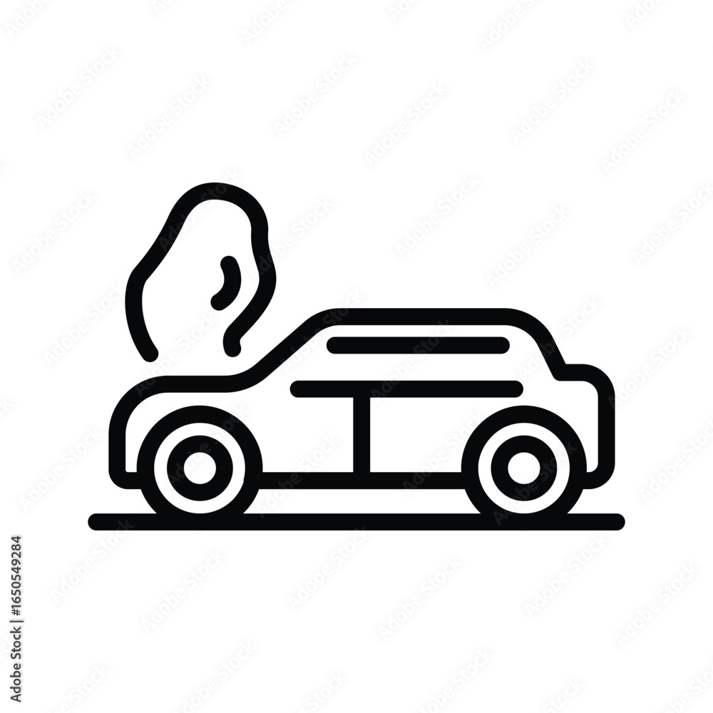 Aufkleber line art car with smoke emanating from its front, web icons in line style. editable stroke