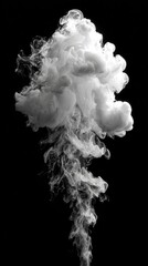 Abstract cloud of white ink in the dark