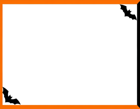 Minimalist Halloween frame with orange border and simple bat corner designs on black background.