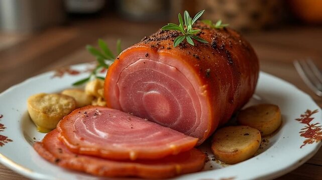  Tasso Ham served authentically on a plate
