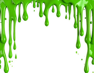 Vibrant green toxic slime drips, creating a Halloween-themed border in a glossy 3D render.