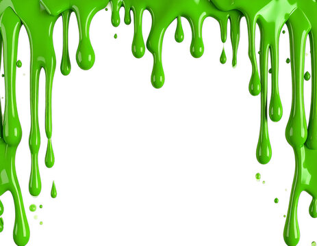 Vibrant green toxic slime drips, creating a Halloween-themed border in a glossy 3D render.