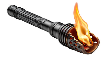 Torch with Flame: A metal torch with a vibrant flame, embodying guidance, illumination, and the spirit of torch and flame. A realistic representation of a classic and symbolic element.