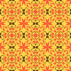 Vibrant floral pattern with bold symmetric shapes for eye-catching designs and backgrounds