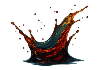 Refreshing cola splashing, creating dynamic droplets and a transparent background, perfect for beverage-themed projects