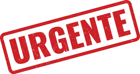 Red distressed stamp with the word URGENTE signifying urgency and importance, distressed texture, grunge style