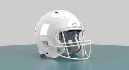 Fototapeta premium Clean White American Football Helmet; Modern Minimalist Studio Shot; Sports Equipment Mockup