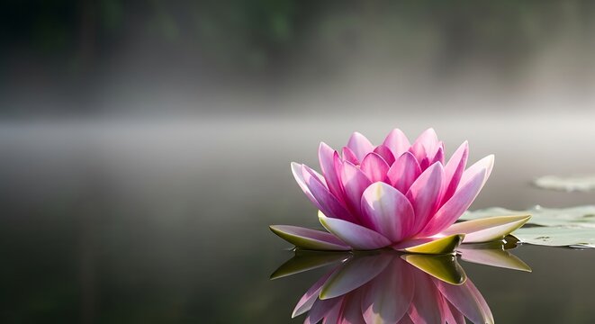 Serene water lily blooming in a still pond capturing the beauty of nature