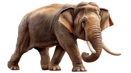 Obraz premium Majestic Elephant Portrait: A large and imposing elephant, with wrinkled skin and impressive tusks, stands in a pose of regal poise, showcasing the beauty and strength of the natural world.