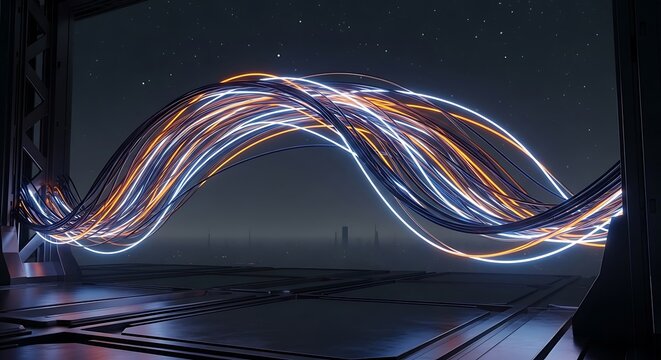 Glowing Cable Abstract Sci-fi Background - Powered by Adobe