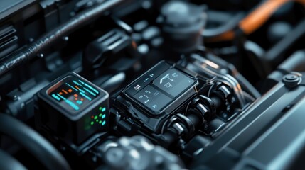 Futuristic Engine Control Panel in a Modern Vehicle