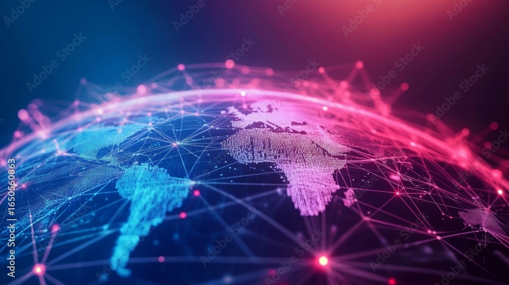 Aufkleber exploring the vibrant action of a futuristic cyberspace world visualizing digital connections in a h
