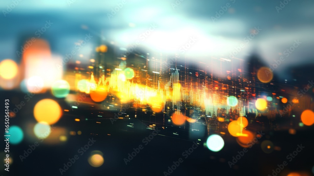 Aufkleber analyzing forex trends glowing abstract chart visualizations digital market environment data-driven 