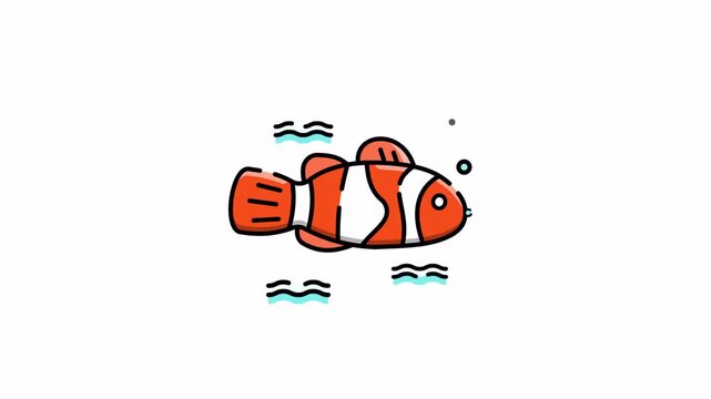 Vibrant Clownfish in Underwater Realm, Simple Cartoon Style