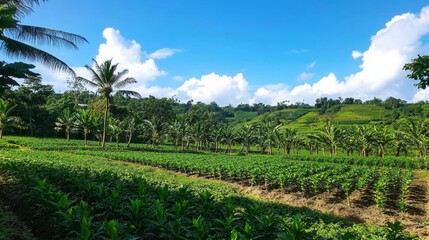 Exploring a lush coffee plantation in vibrant green hills nature photography scenic landscape perspective