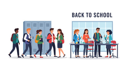 Back to School Gathering: An illustration depicting a vibrant scene of students at school, filled with a sense of anticipation for learning and growth.