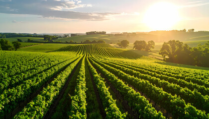 Vineyard landscape sunset view