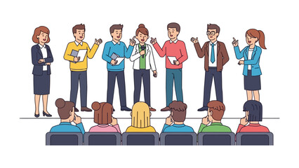 Panel Discussion: A dynamic panel of professionals engages in a lively discussion, while an attentive audience observes, capturing the spirit of intellectual exchange.