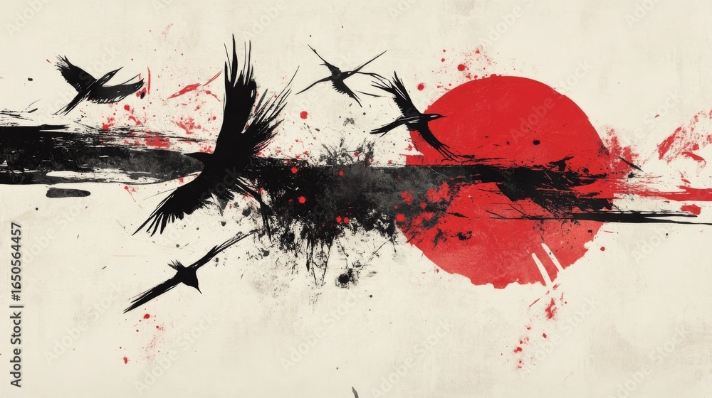 Poster exploring minimalistic red and modern chinese design a visual journey through contemporary art in ur